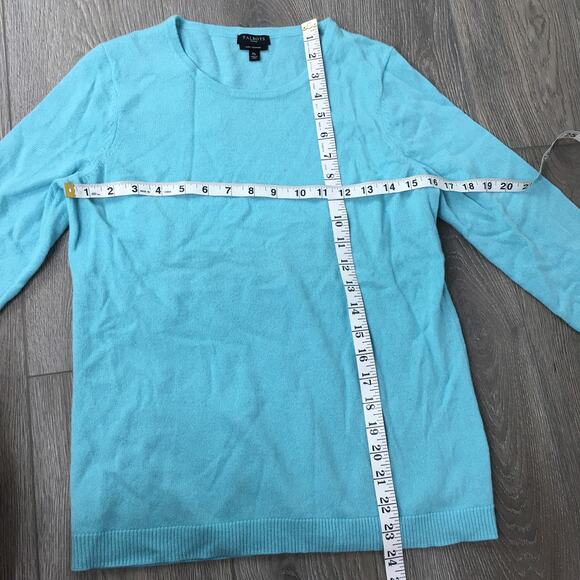 Talbots Petites Pure 100% Cashmere Knit Pullover Sweater Round Neck Teal Blue MP - Picture 5 of 5